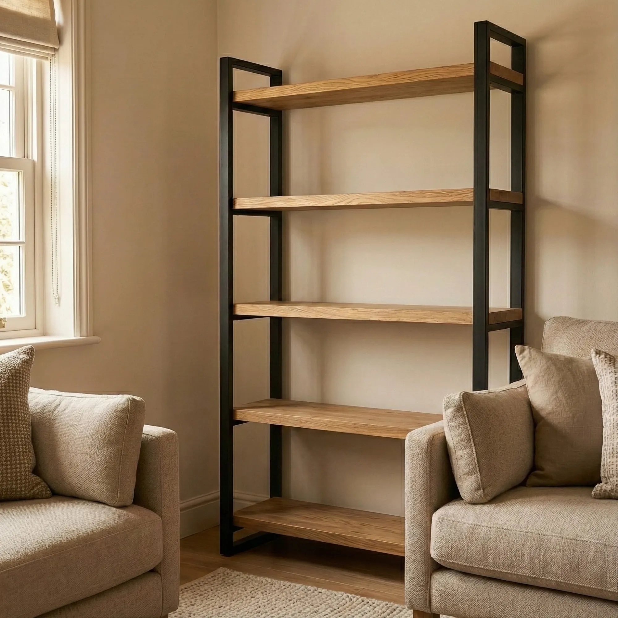 Industrial Wood and Metal Bookshelf - view 4